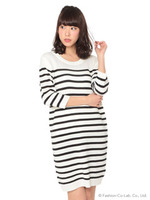 ボーダーニットワンピース/イエロー