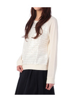 ボーダーレース裏毛プルオーバー/オフホワイト(003)