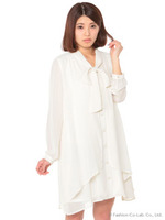 ボウタイワンピース/青系