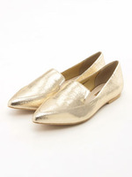 ポインテッドトゥメタリックローファー/NAVY