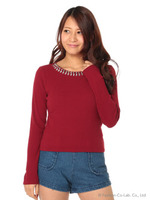 ミラーボールリブトップス�/レッド