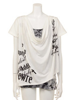 ムラ染めドレープ半袖T/レッド