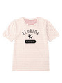 メッセージボーダーTシャツ/ブルー(392)