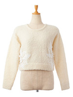 モチーフレースニットトップス/オフホワイト