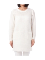 モヘヤ混クルーネックロングニット/オフホワイト(003)