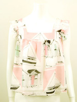 ヨットプリントベビードールブラウス/PK