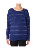 ラメボーダードルマンニットプルオーバー/ブルー系(092)