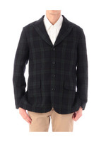 リネンチェックジャケットカジュアル/ネイビー系(993)