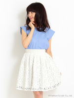 レース×ギンガムリバーシブルスカート【Summer】/アイボリー