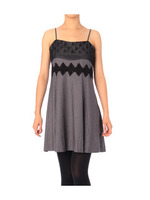 レース×ピンストライプAラインワンピース/ネイビー系(395)