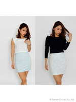 レース×ポンチリバーシブルタイトスカート/ベージュ