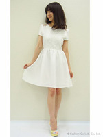 レースドッキングフレアワンピース/ネイビー