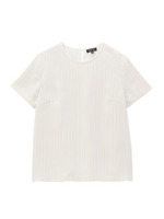 レース切り替えピンストライプブラウス/ネイビー(393)