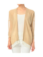 レース麻混ニットカーディガン/ベージュ系(551)