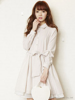 レイヤードシャツワンピース/ストライプブルー