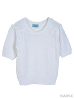 ローゲージ5分袖ニット/グレージュ