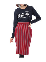 ロゴ裏毛プルオーバー+ストライプスカートセット/ネイビー(093)