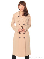 ロングダブルトレンチコート/ベージュ