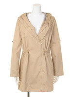 異素材フーデッドコート/ブラウン