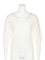 格子フラワーニット/ライトイエロー