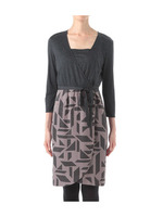 幾何学柄カシュクールワンピース/カーキ系(127)