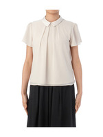 襟つきシフォンタックブラウス/ライトベージュ(051)