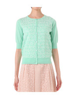 刺しゅうホワイトフラワーカーディガン/グリーン系(021)