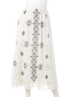 刺繍マキシスカート/WHT
