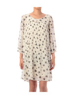 小花柄プリーツシフォンワンピース/ブラック(119)