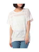 裾タックフレアスリーブカットソー/ブルー(092)