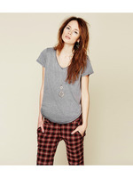 切りっぱなし裾ラウンドカットソー/カーキ系(027)