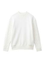 袖編み柄ドロップショルダートップス/ライトグレー(011)