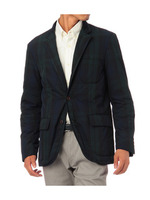 中綿チェックテーラードジャケット/グリーン系(224)