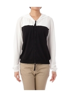 配色ジップニットカーディガン/ブルー系(593)