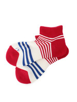 配色ボーダースニーカーソックス/ホワイト(004)