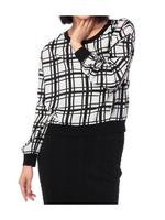 柄ブラウスプルオーバー/ブラック(219)