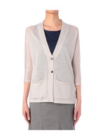 麻混カーディガン+ボーダータンクトップSET/グレー系(511)