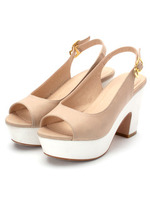 バイカラー変形ウエッジサンダル/ベージュ系(504)