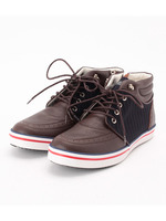 ファブリック切り替えジップスニーカー/ネイビー(393)