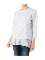 ストライプカットソー+プリーツタンクトップ/ホワイト(302)