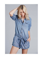 デニムショート丈ツナギ/ライトブルー(091)