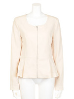 ノーカラーペプラムJK/オフホワイト