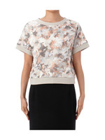 フラワープリント裏毛カットソー/ピンク系(071)