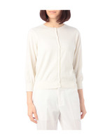 七分袖コットンニットカーディガン/ホワイト(001)