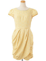 Oキカリボンガラコクーンワンピ/イエロー