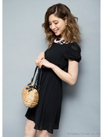 ジョーゼットクロステープワンピ/ブラック