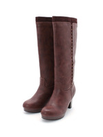 スタッズロングブーツ/ブラウン系(042)