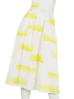 ペイント幾何プリントスカート/YEL