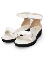 レザー調ダブルストラップサンダル/ホワイト(004)