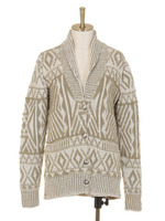 ネイティブジャガードハンドニットカーディガン/ベージュ